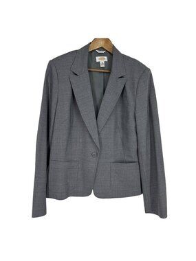 Talbots Women's Gray Single Button Closure Blazer Jacket Size 12 Long